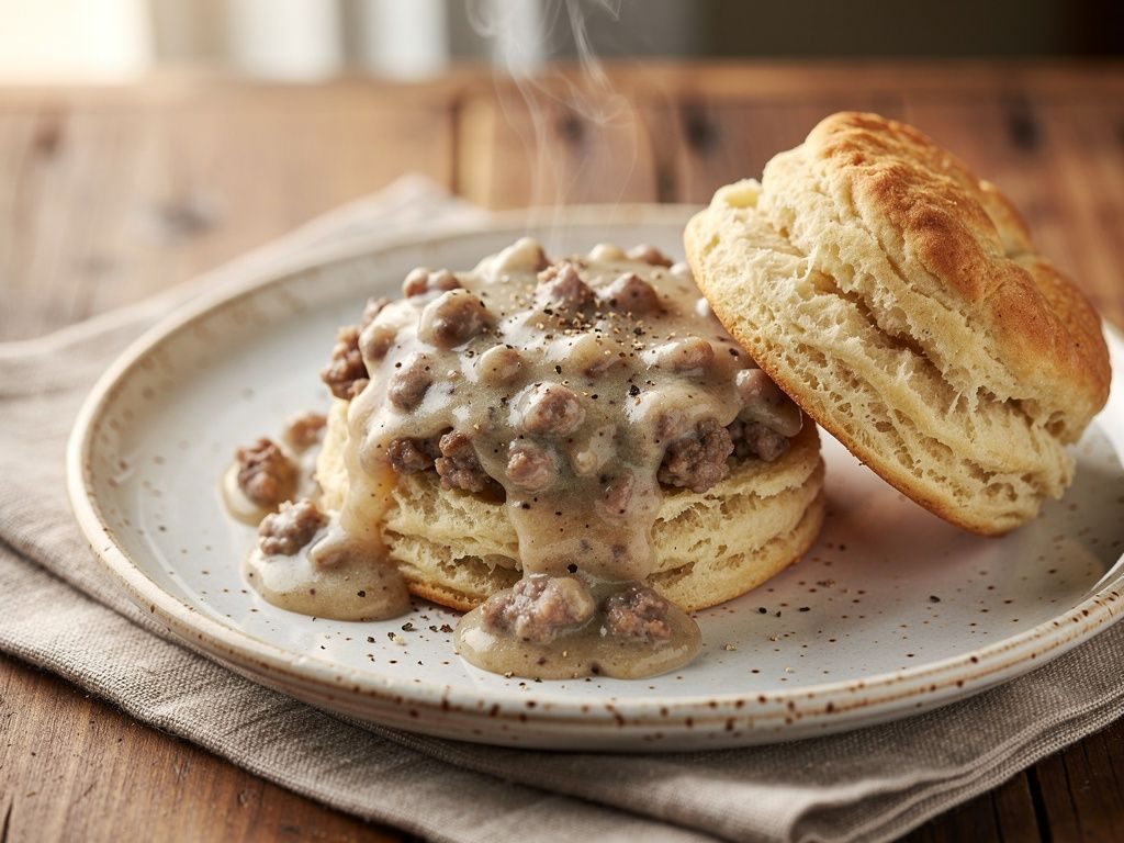 Buttermilk Biscuits with Sausage Gravy