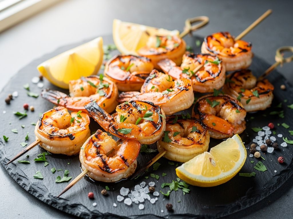 Grilled Garlic Shrimp Skewers