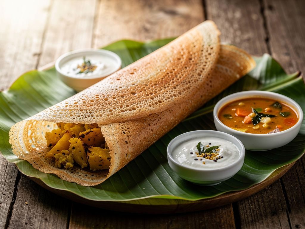 Masala Dosa (Crispy Rice Crepe with Potato)