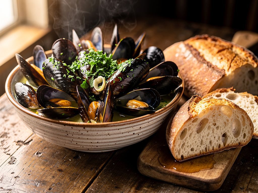 Steamed Mussels in White Wine